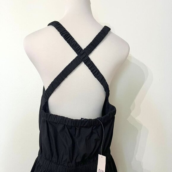 NWT GAP SUMMER 2023 BLACK COTTON HALTER OPEN BACK CROCHET TIERED MAXI DRESS - Picture 6 of 13
